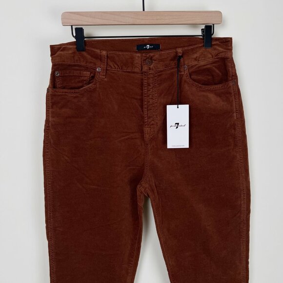 New 7 For All Mankind High Waist Slim Kick Bootcut Flare Crop Velvet Suede Pants - Picture 4 of 14